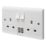 Crabtree Instinct 13A 2-Gang DP Switched Socket + 2.1A 10.5W 2-Outlet Type A USB Charger White