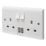 Crabtree Instinct 13A 2-Gang DP Switched Socket + 2.1A 2-Outlet Type A USB Charger White