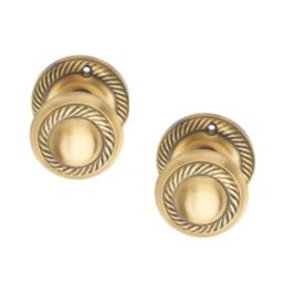 Designer Levers Georgian Mortice Knob Pair Antique Brass 58mm
