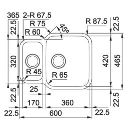 Franke Lucca 1.5 Bowl  Brushed Stainless Steel Kitchen Sink 600mm x 465mm