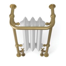 Terma 900mm x 490mm 1217BTU White / Brass Cast Iron Traditional Towel Radiator