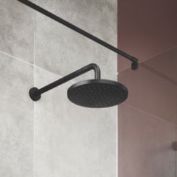 Swirl  Fixed Shower Head Matt Black 250mm