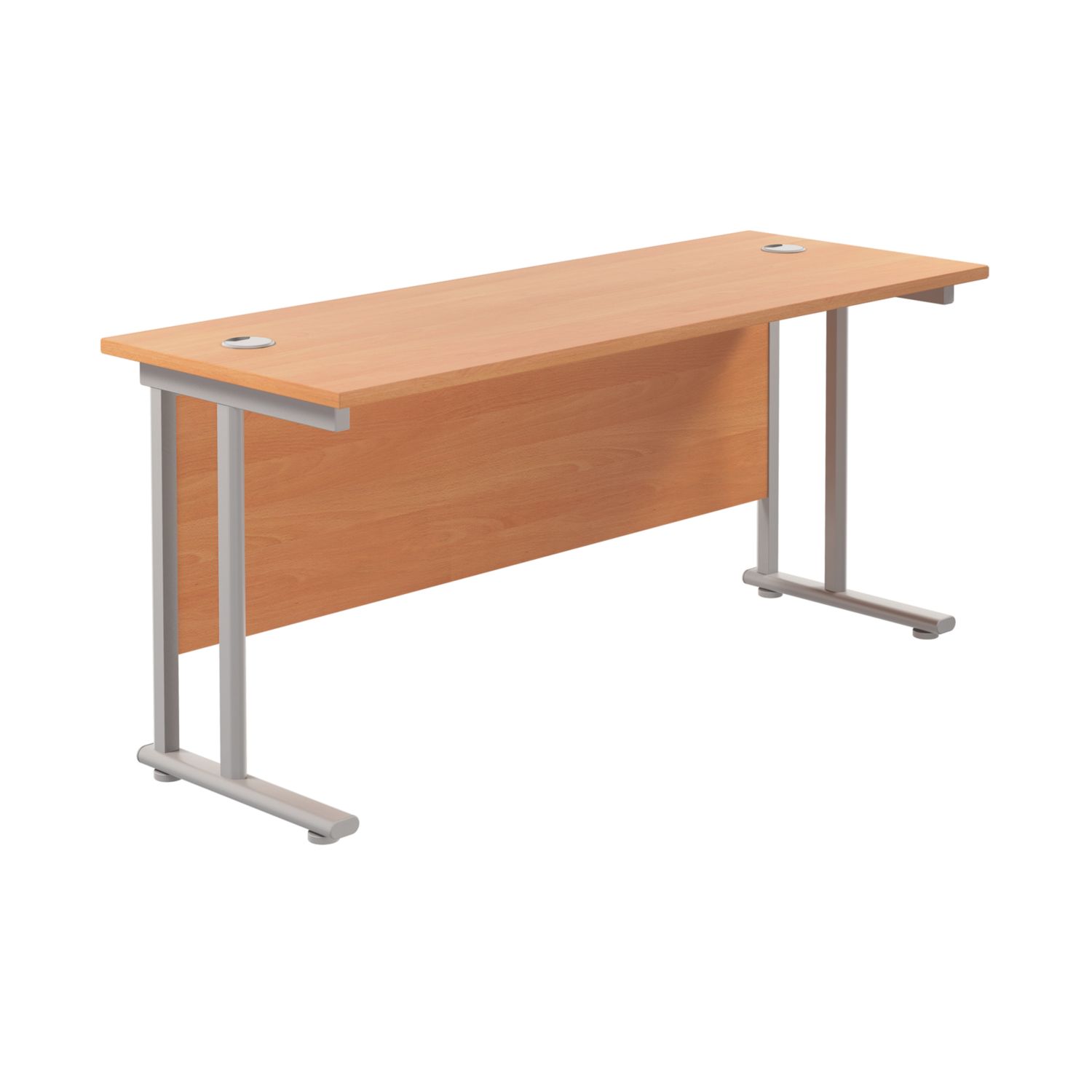 TC Group Aztec Twin Upright Rectangular Office Desk Beech/Silver 1600mm x 600mm (357TT)