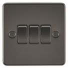 Knightsbridge  10AX 3-Gang 2-Way Light Switch  Gunmetal
