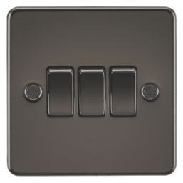 Knightsbridge  10AX 3-Gang 2-Way Light Switch  Gunmetal