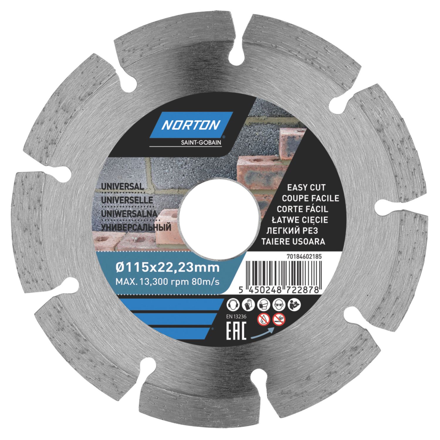 Norton Multi-Material Segmented Diamond Cutting Blade 115mm x 22.23mm (3587V)