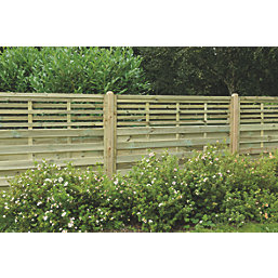 Forest Kyoto  Slatted Top Fence Panels Natural Timber 6' x 4' Pack of 9