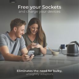 British General Evolve 13A 1-Gang SP Switched Socket + 3A 18W 2-Outlet Type A & C USB Charger Blue with Black Inserts