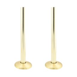 ETAL Danva 15mm x 1/2" Brushed Brass Corner & L/S Modern Thermostatic Radiator Valve & Lockshield