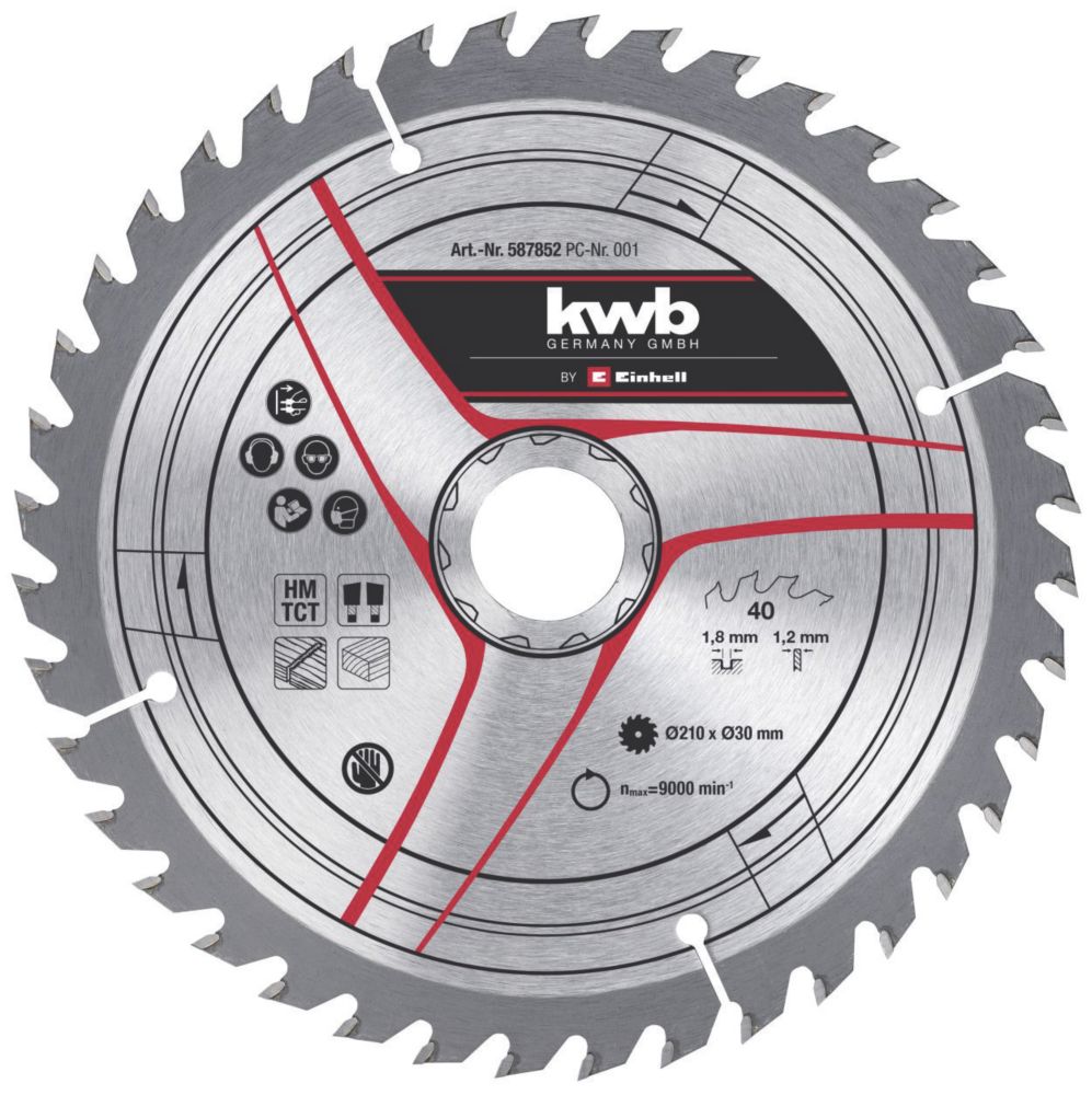 Einhell Wood Plastic TCT Thin Cut Circular Saw Blade 210mm x 30mm