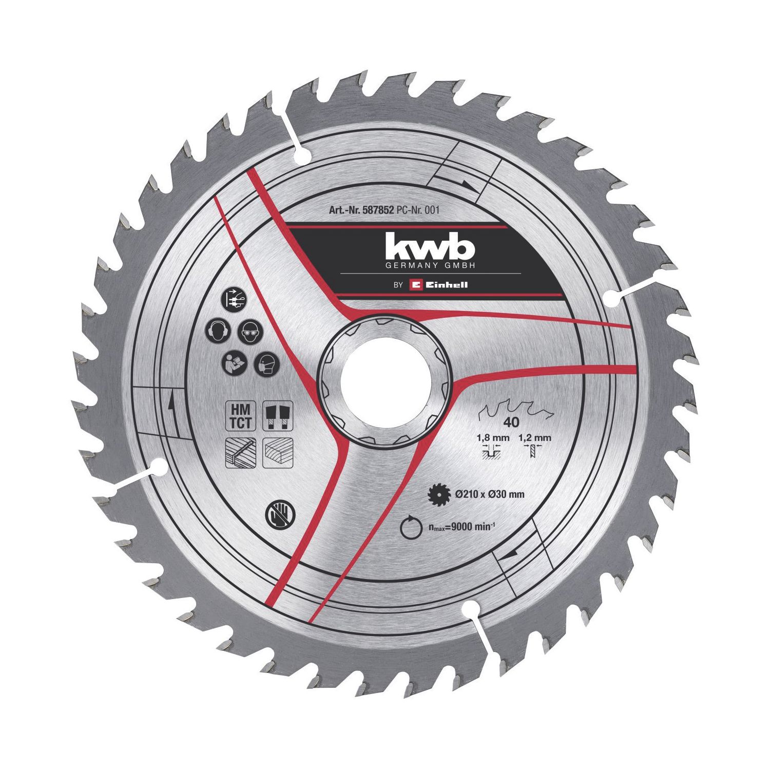 Einhell Wood/Plastic TCT Thin Cut Circular Saw Blade 210mm x 30mm 40T (358FC)