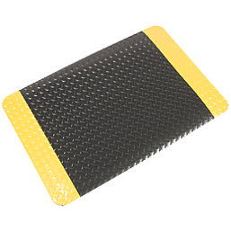 COBA Europe Safety Deckplate Anti-Fatigue Floor Mat Black / Yellow 0.9m x 0.6m x 14mm