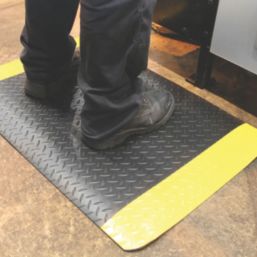 COBA Safety Deckplate Anti-Fatigue Floor Mat Black/Yellow 0.9m x 0.6m x 14mm