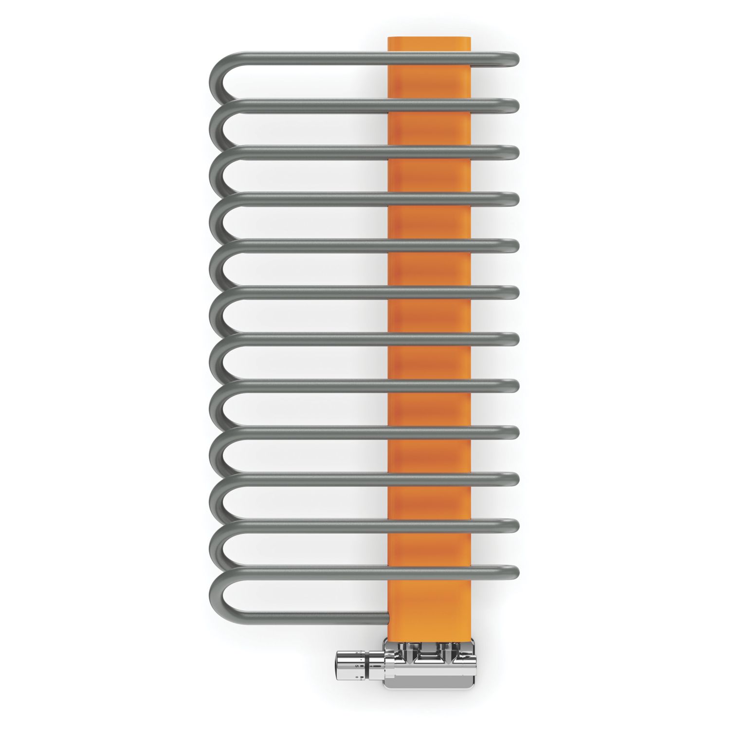 Terma 780mm x 400mm 1244BTU Grey / Orange Curved Designer Towel Radiator (358HR)