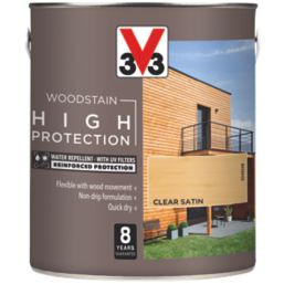 V33 2.5Ltr Clear Satin Water-Based Exterior Wood Stain