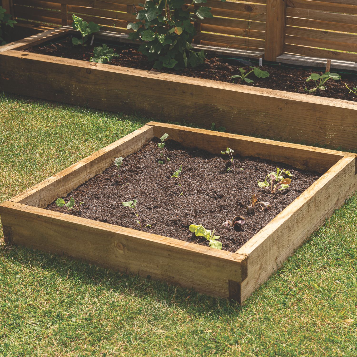 Forest Square Raised Bed Natural Timber 900mm x 900mm x 140mm (358KT)