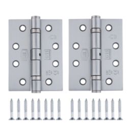 Smith & Locke  Satin Chrome Grade 11 Fire Rated Ball Bearing Hinges 102mm x 76mm 3 Pack