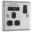 LAP  13A 1-Gang SP Switched Socket + 2.1A 10.5W 2-Outlet Type A USB Charger Brushed Stainless Steel with Black Inserts