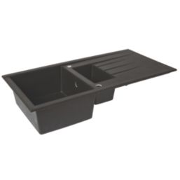 1.5 Bowl Plastic & Resin Kitchen Sink & Drainer Black Reversible 1000mm x 500mm