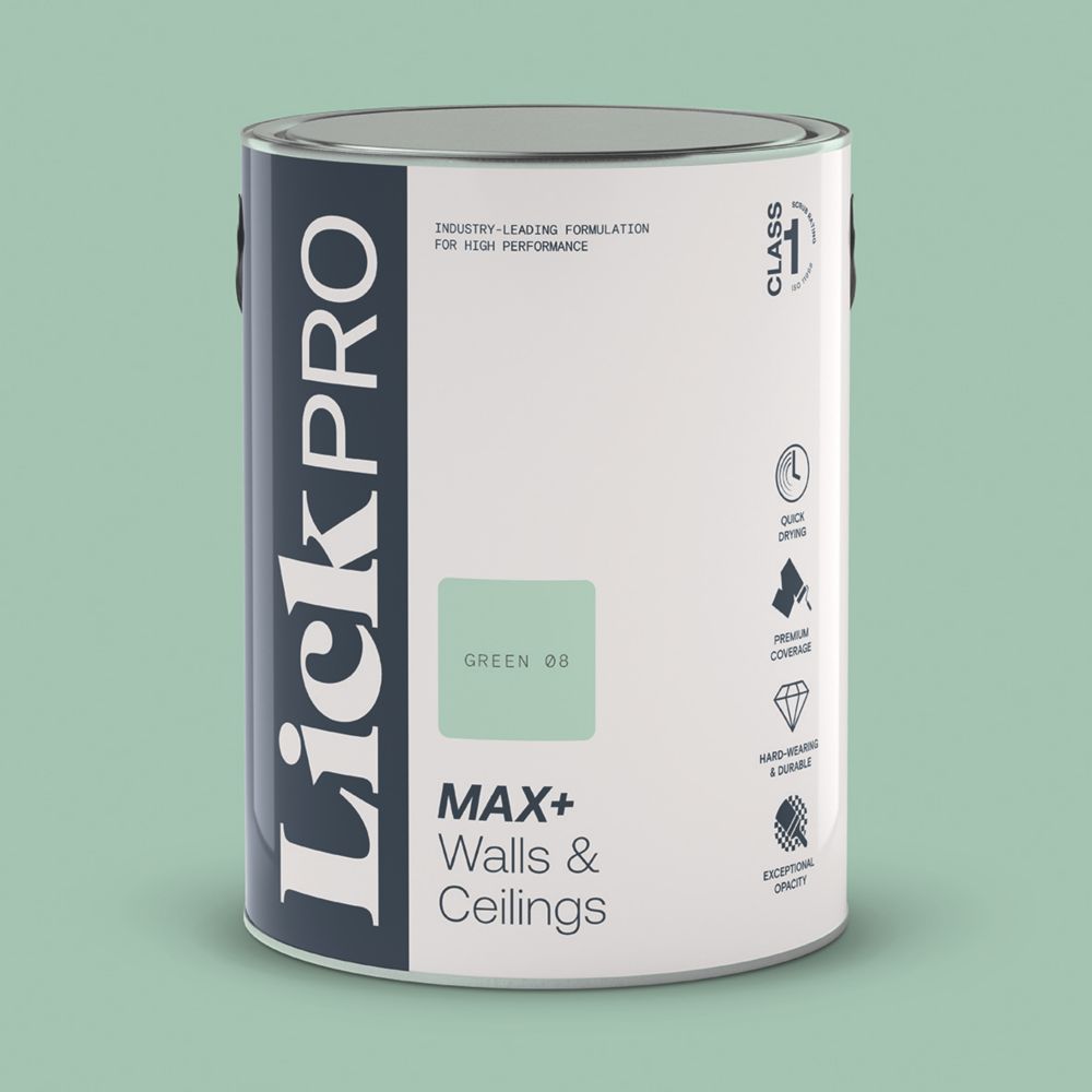 LickPro Eggshell Green 08 Emulsion Paint 5Ltr Screwfix