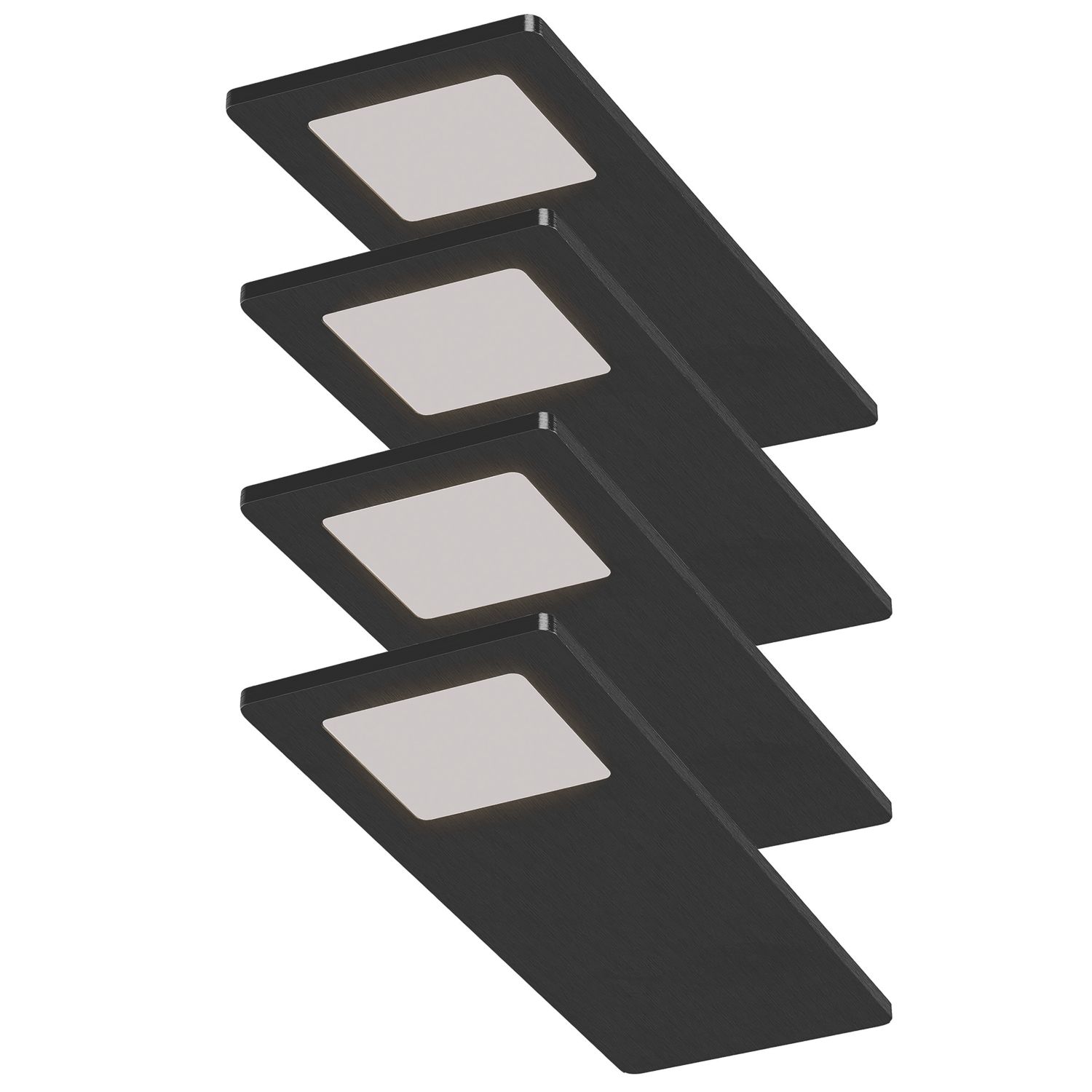 Sensio Astro TrioTone Rectangular LED Under Cabinet Lights Black 19.2W 240-270lm 4 Pack (359PE)