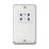 MK Contoura 2-Gang Dual Voltage Shaver Socket 115/230V Brushed Stainless Steel with White Inserts