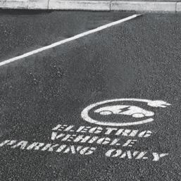 Essentials "Electric Vehicle Parking Only" with Symbol Floor Stencil