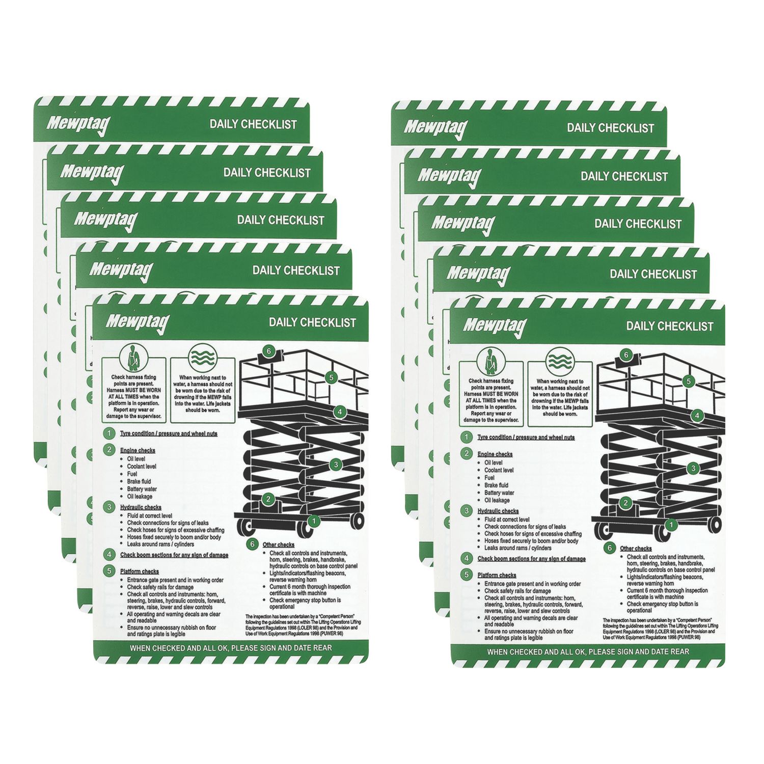 Scafftag MEWP Tag Inserts 10 Pack (359YU)