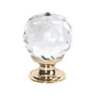 Modern Faceted Glass Cabinet Knobs Polished Brass 30mm 2 Pack