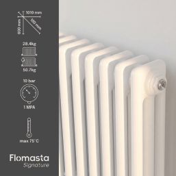 Flomasta 600mm x 1010mm 4366BTU White Horizontal 3 Column Radiator