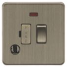 Knightsbridge Screwless 13A Switched Fused Spur & Flex Outlet with Neon Antique Brass