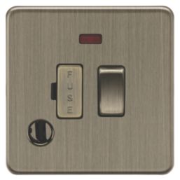Knightsbridge Screwless 13A Switched Fused Spur & Flex Outlet with Neon Antique Brass