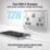 British General Nexus Metal 13A 2-Gang SP Switched Socket + 3.25A 22W 2-Outlet Type C USB Charger Brushed Steel with Grey Inserts