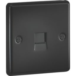 Knightsbridge  1-Gang Slave Telephone Socket Matt Black with Colour-Matched Inserts