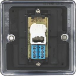 Knightsbridge  1-Gang Slave Telephone Socket Matt Black with Colour-Matched Inserts