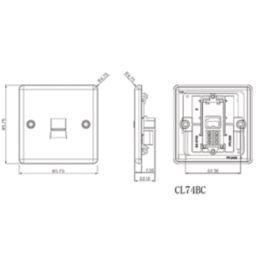 Knightsbridge  1-Gang Slave Telephone Socket Matt Black with Colour-Matched Inserts