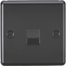 Knightsbridge  1-Gang Slave Telephone Socket Matt Black with Colour-Matched Inserts
