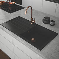 ETAL Comite 1 Bowl Granite Composite Kitchen Sink Black Reversible 1000 x 500mm