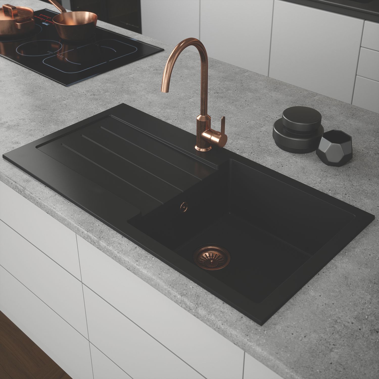 ETAL Comite 1 Bowl Composite Kitchen Sink Black Reversible 1000mm x 500mm (360RG)