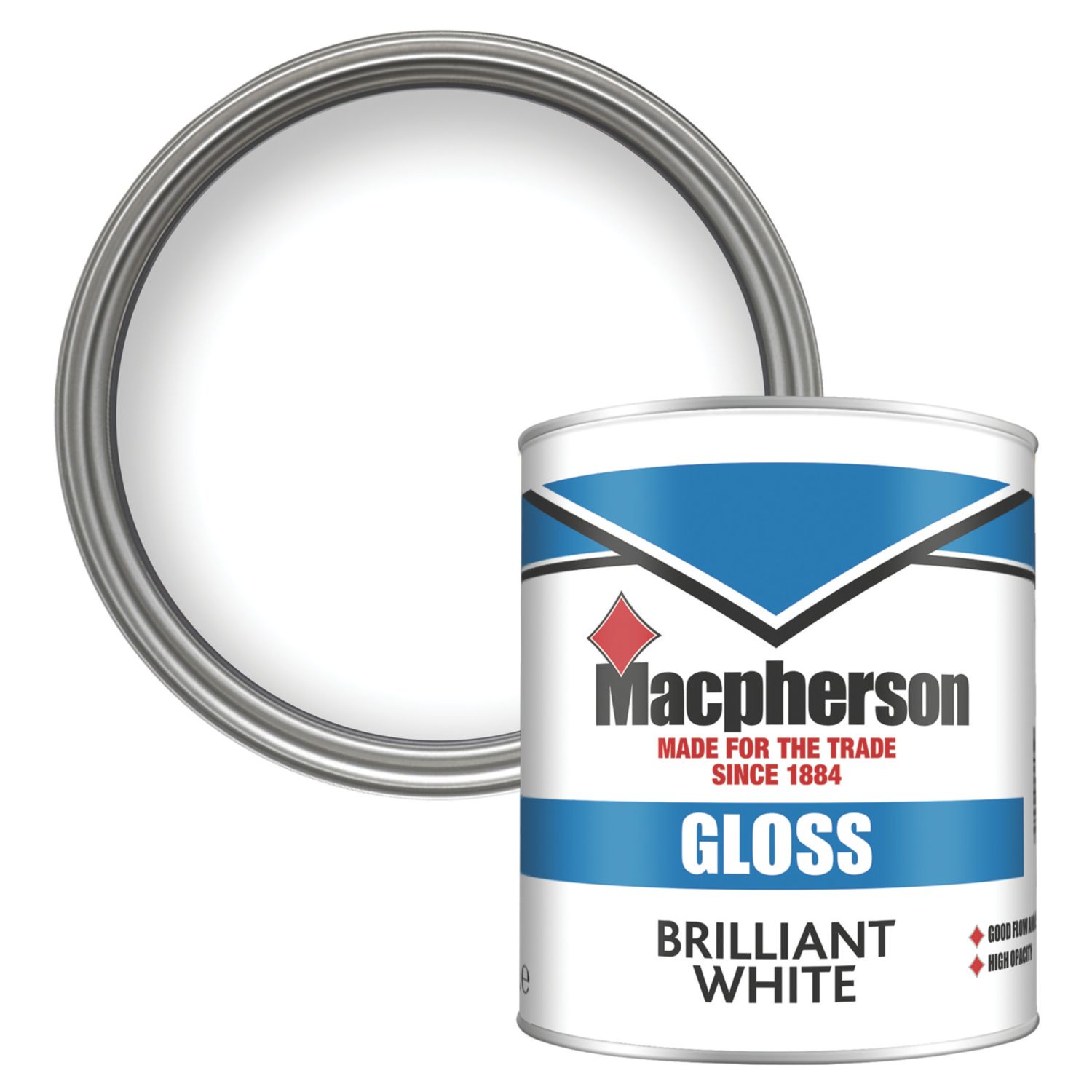Macpherson 1Ltr Brilliant White Gloss Solvent-Based Trim Paint (360TA)