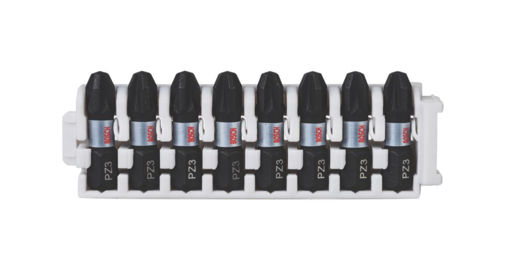 Bosch 1/4" 25mm Hex Shank PZ3 Impact Control Screwdriver Bits 8 Piece