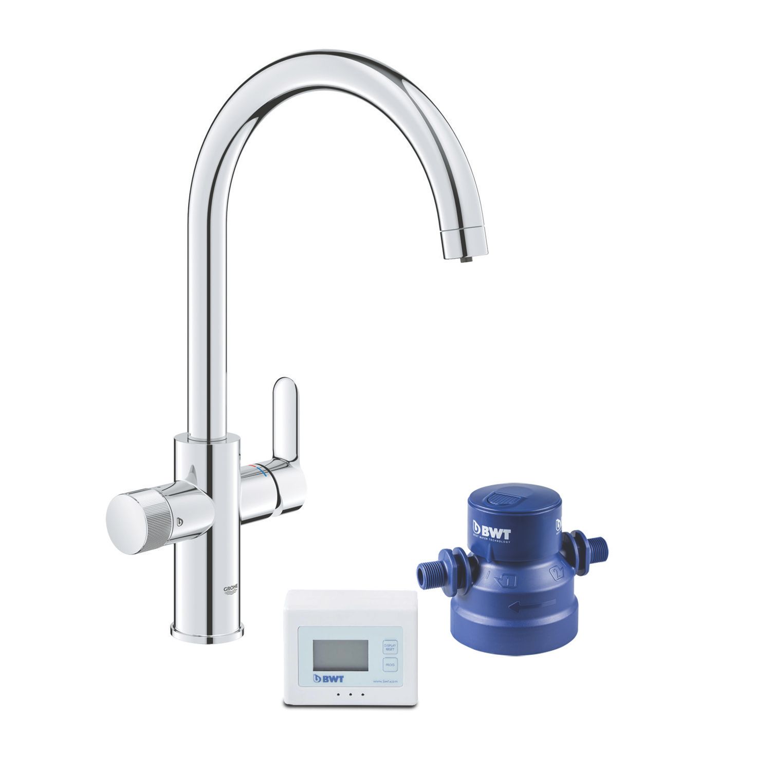 BWT AQA Pure 2.0 1-Way Deck Mounted Drinking Water Filter Tap & Monitor Chrome (361KA)
