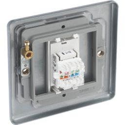 British General Metal Clad RJ45 Ethernet Socket Grey with White Inserts ...