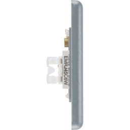 British General  Metal Clad RJ45 Ethernet Socket Grey with White Inserts