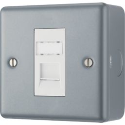 British General  Metal Clad RJ45 Ethernet Socket Grey with White Inserts