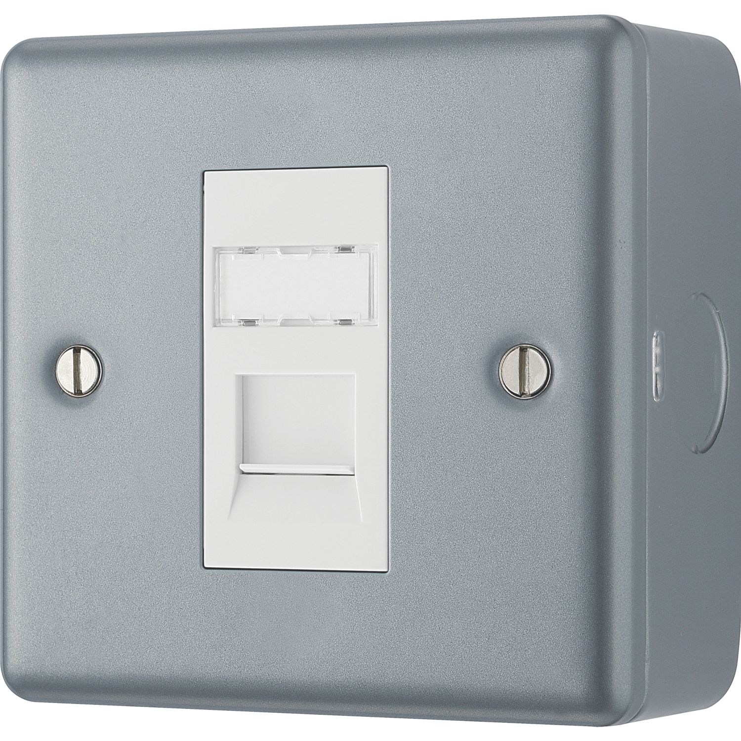 British General Metal Clad RJ45 Ethernet Socket Grey with White Inserts (361KG)