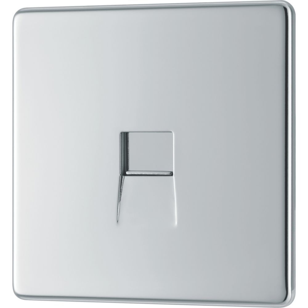 GoodHome Chrome 1 gang Raised rounded Slave telephone socket