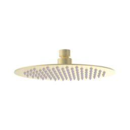 Iowa HP/Combi Flexible Concealed Brushed Brass Thermostatic Round Concealed Shower Mixer with Riser Handset & Overhead Outlet