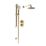 Iowa HP/Combi Flexible Concealed Brushed Brass Thermostatic Round Concealed Shower Mixer with Riser Handset & Overhead Outlet
