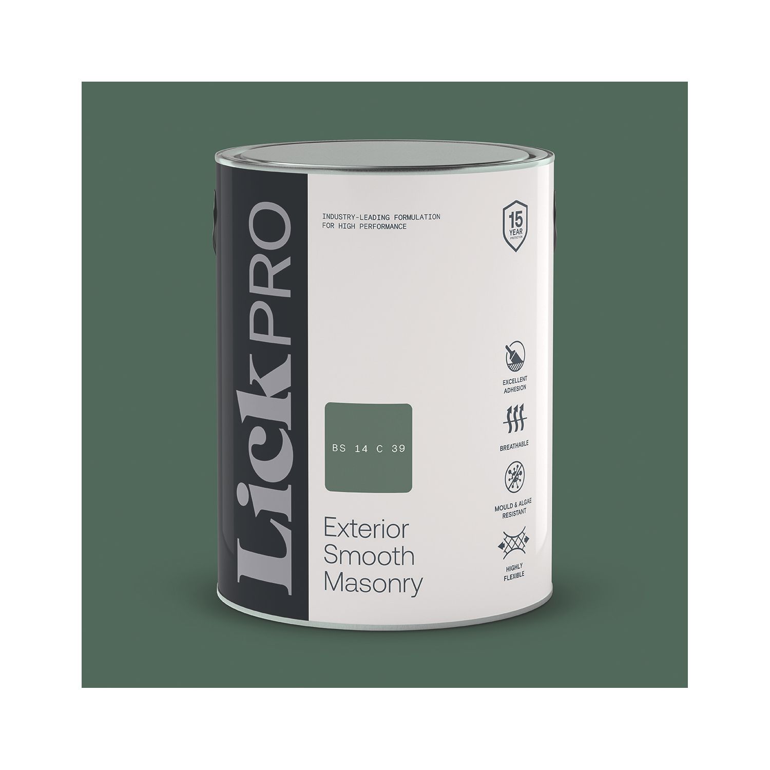 LickPro 5Ltr Smooth Green BS 14 C 39 Masonry Paint (361TM)